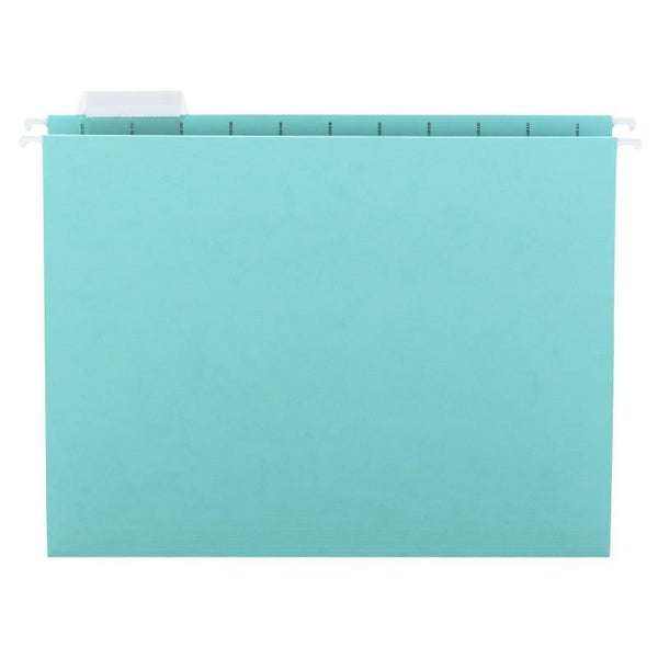 Smead Hanging File Folder with Tab, 1/5-Cut Adjustable Tab, Letter Size, Aqua, 25 per Box (64058)