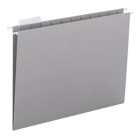 Smead Hanging File Folder with Tab, 1/5-Cut Adjustable Tab, Letter Size, Gray, 25 per Box (64063)
