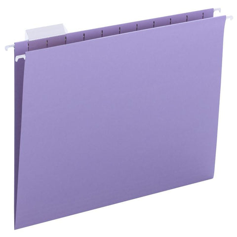 Smead Hanging File Folder with Tab, 1/5- Cut Adjustable Tab, Letter Size, Lavender, 25 per Box (64064)