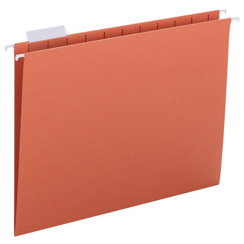 Smead Hanging File Folder with Tab, 1/5-Cut Adjustable Tab, Letter Size, Orange, 25 per Box (64065)