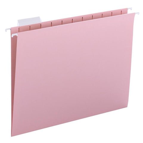 Smead Hanging File Folder with Tab, 1/5-Cut Adjustable Tab, Letter Size, Pink, 25 per Box (64066)