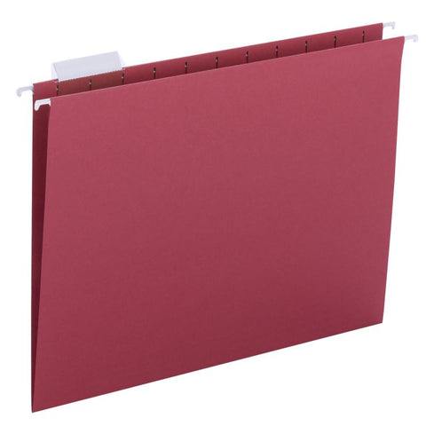 Smead Hanging File Folder with Tab, 1/5-Cut Adjustable Tab, Letter Size, Red, 25 per Box (64067)