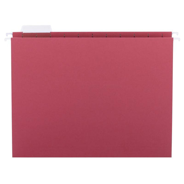 Smead Hanging File Folder with Tab, 1/5-Cut Adjustable Tab, Letter Size, Red, 25 per Box (64067)