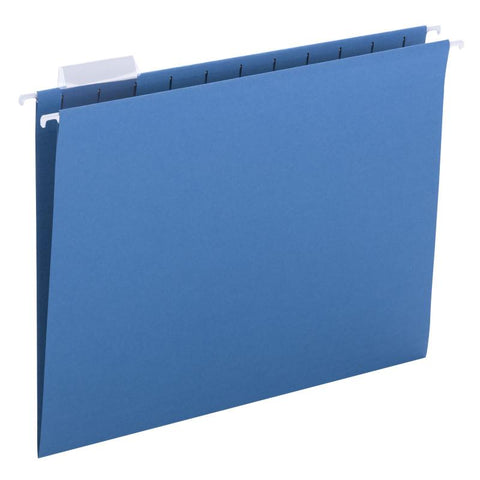 Smead Hanging File Folder with Tab,  1/5-Cut Adjustable Tab, Letter Size, Sky Blue, 25 per Box (64068)