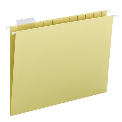 Smead Hanging File Folder with Tab, 1/5-Cut Adjustable Tab, Letter Size, Yellow, 25 per Box (64069)