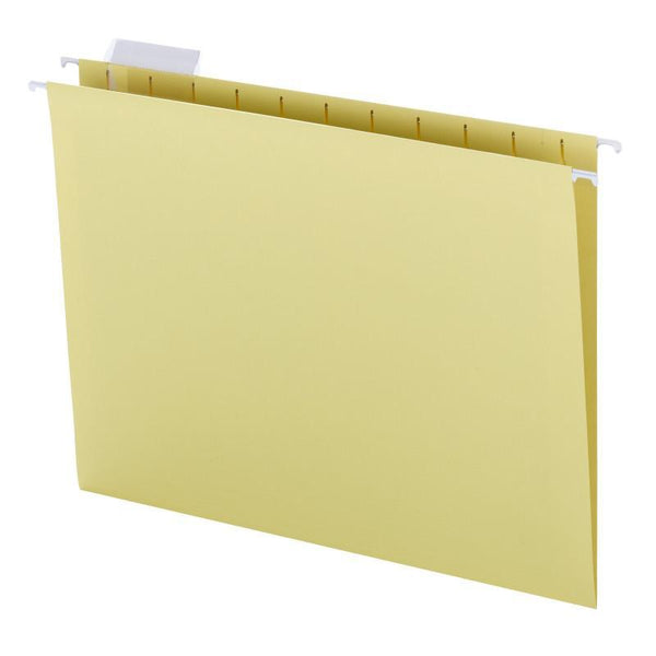 Smead Hanging File Folder with Tab, 1/5-Cut Adjustable Tab, Letter Size, Yellow, 25 per Box (64069)