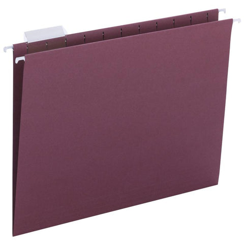 Smead Hanging File Folder with Tab, 1/5-Cut Adjustable Tab, Letter Size, Maroon, 25 per Box (64073)