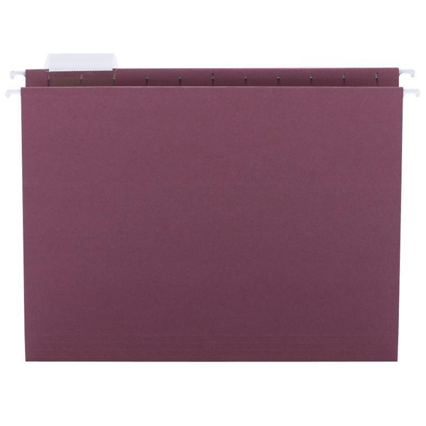 Smead Hanging File Folder with Tab, 1/5-Cut Adjustable Tab, Letter Size, Maroon, 25 per Box (64073)