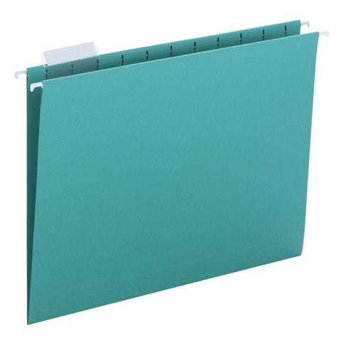 Smead Hanging File Folder with Tab,  1/5-Cut Adjustable Tab, Letter Size, Teal, 25 per Box (64074)