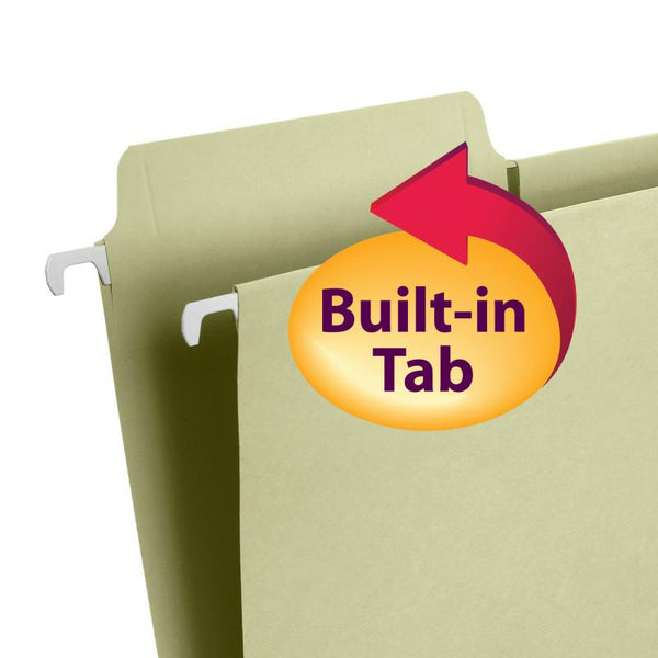 Smead FasTab® Hanging File Folder, 1/3- Cut Built-In Tab, Legal Size, Moss, 20 per Box (64083)