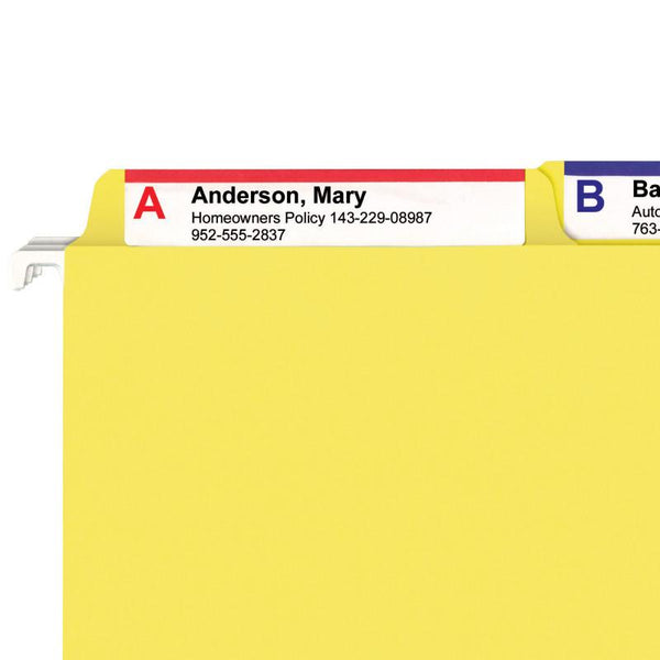 Smead FasTab® Hanging File Folder, 1/3-Cut Built-In Tab, Letter Size, Yellow, 20 per Box (64097)