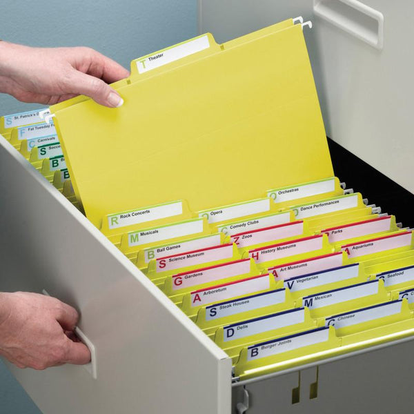 Smead FasTab® Hanging File Folder, 1/3-Cut Built-In Tab, Letter Size, Yellow, 20 per Box (64097)