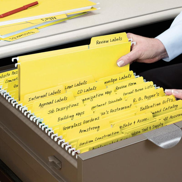Smead FasTab® Hanging File Folder, 1/3-Cut Built-In Tab, Letter Size, Yellow, 20 per Box (64097)