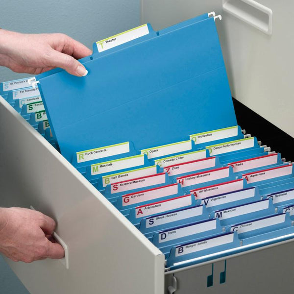 Smead FasTab® Hanging File Folder, 1/3-Cut Built-In Tab, Letter Size, Blue, 20 per Box (64099)