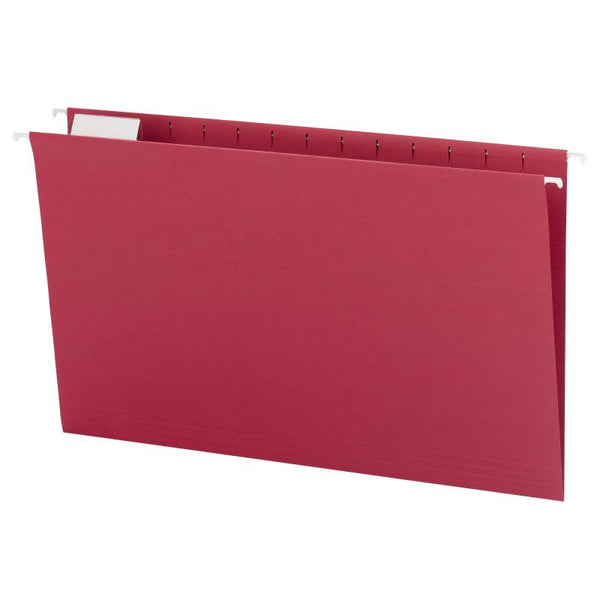 Smead Hanging File Folder with Tab, 1/5-Cut Adjustable Tab, Legal Size, Red, 25 per Box (64167)