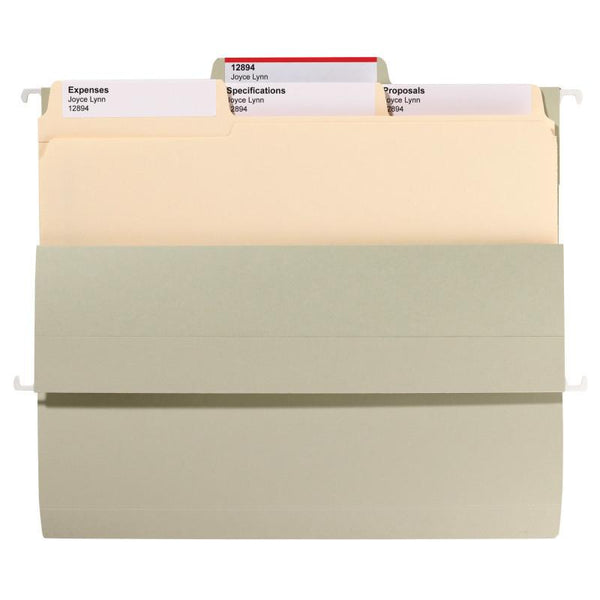 Smead FasTab® Hanging Box Bottom File Folder, 2" Expansion, 1/3-Cut Built-in Tab, Letter Size, Moss, 20 per Box (64201)