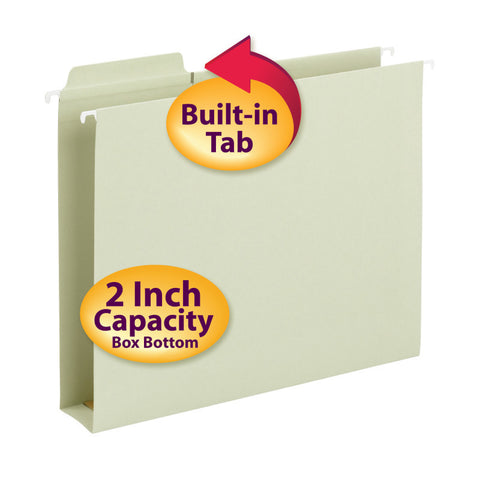 Smead FasTab® Hanging Box Bottom File Folder, 2" Expansion, 1/3-Cut Built-in Tab, Letter Size, Moss, 20 per Box (64201)