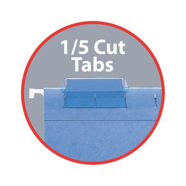 Smead Hanging File Pocket with Tab, 2" Expansion, 1/5-Cut Adjustable Tab, Letter Size, Sky Blue, 25 per Box (64250)