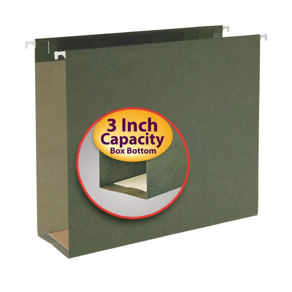 Smead Hanging Box Bottom File Folder, 3" Expansion, Letter Size, Standard Green,  25 per Box (64279)