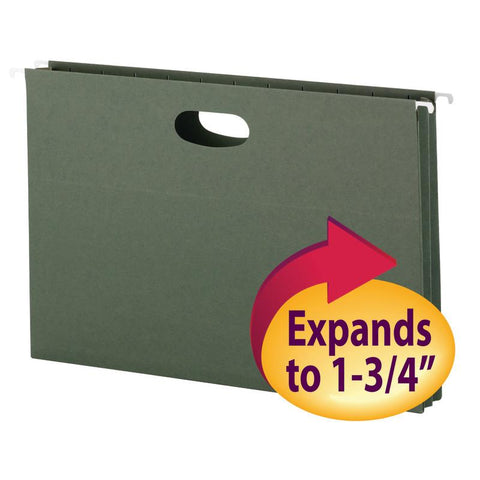 Smead Hanging File Pocket, 1-3/4" Expansion, Legal Size, Standard Green, 25 per Box (64318)