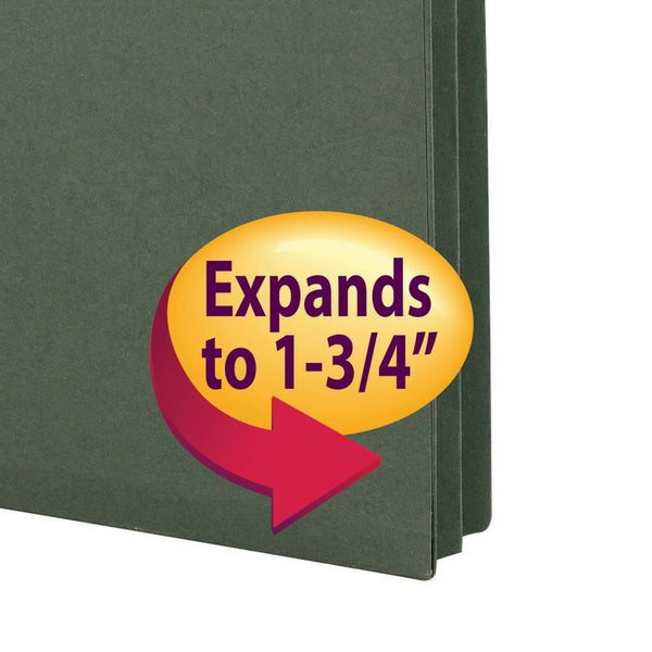 Smead Hanging File Pocket, 1-3/4" Expansion, Legal Size, Standard Green, 25 per Box (64318)