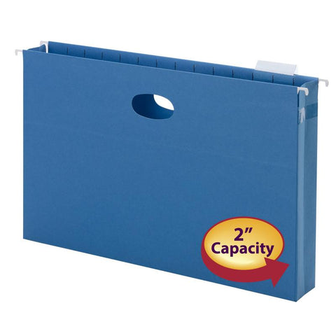 Smead Hanging File Pocket with Tab,  2" Expansion, 1/5-Cut Adjustable Tab, Legal Size, Sky Blue, 25 per Box (64350)