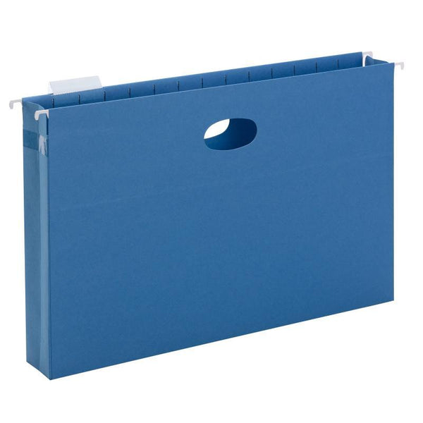 Smead Hanging File Pocket with Tab,  2" Expansion, 1/5-Cut Adjustable Tab, Legal Size, Sky Blue, 25 per Box (64350)