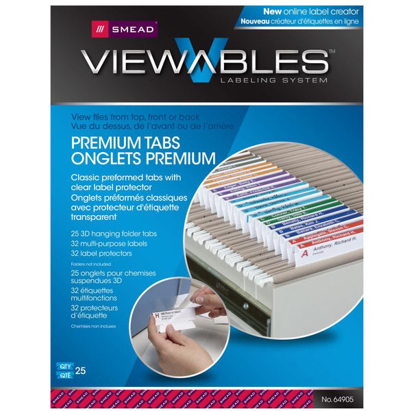 Viewables® Premium 3D Hanging Folder Tabs & Labels - 25 Pack (64905)