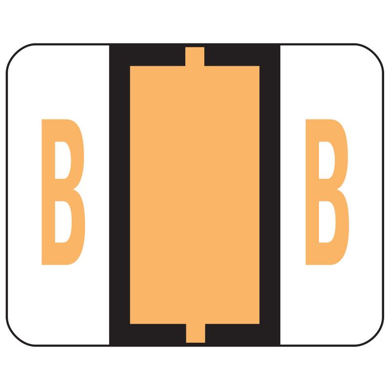 Smead BCCR Bar-Style Color-Coded Alphabetic Label, B, Label Roll, Light Orange, 500 labels per Roll, (67072)