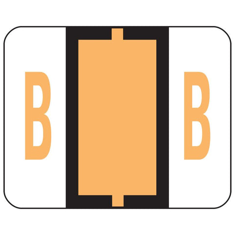 Smead BCCR Bar-Style Color-Coded Alphabetic Label, B, Label Roll, Light Orange, 500 labels per Roll, (67072)