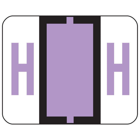 Smead BCCR Bar-Style Color-Coded Alphabetic Label, H, Label Roll, Lavender, 500 labels per Roll, (67078)