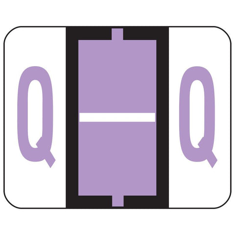 Smead BCCR Bar-Style Color-Coded Alphabetic Label, Q, Label Roll, Lavender, 500 labels per Roll, (67087)