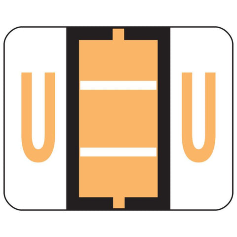Smead BCCR Bar-Style Color-Coded Alphabetic Label, U, Label Roll, Light Orange, 500 labels per Roll, (67091)