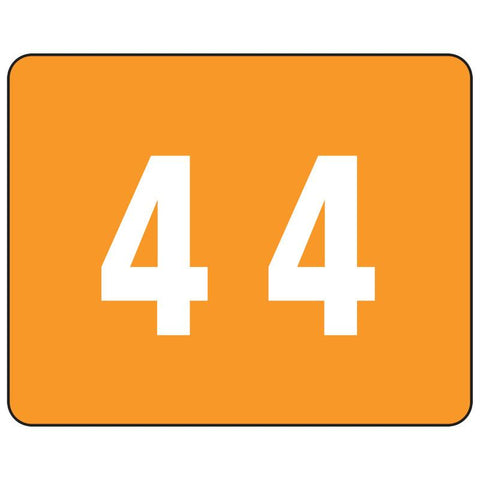 Smead DCCRN Color-Coded Numeric Label, 4, Label Roll, Orange, 500 labels per Roll (67344)