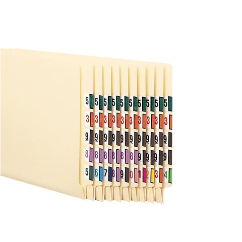 Smead BCCRN Bar-Style Color-Coded Numeric Label, 0-9, Label Roll, Assorted Colors, 5000 labels (67380)