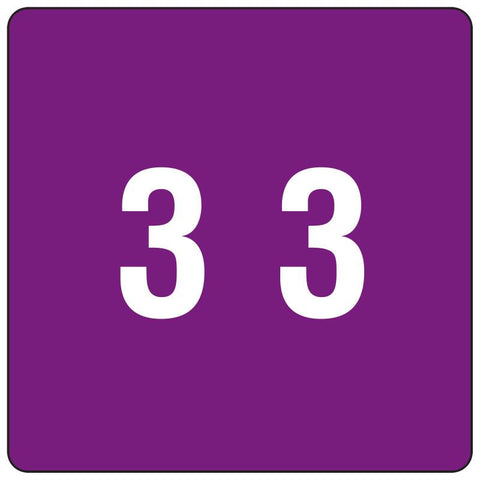 Smead DCC Color-Coded Numeric Label, 3, Label Roll, Purple, 250 labels per Roll (67423)