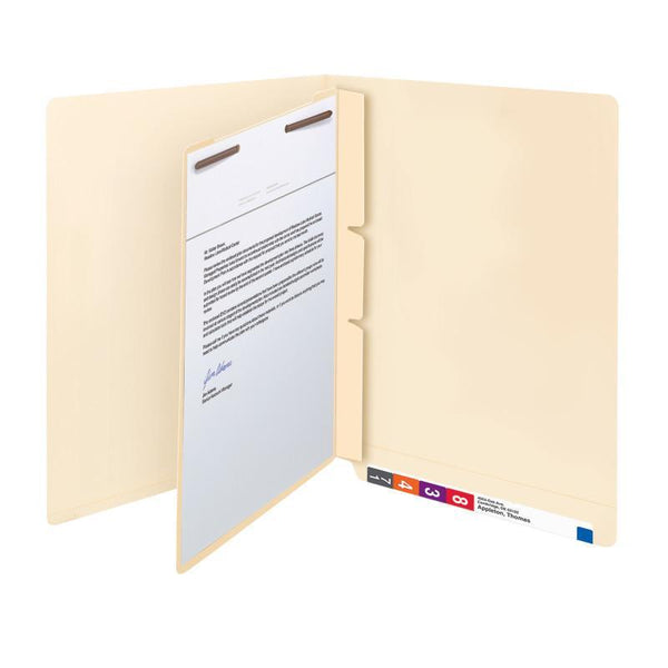 Smead Self-Adhesive Folder Divider, 1" Twin Prong Fastener, Letter Size, Manila, 100 per Box (68027)