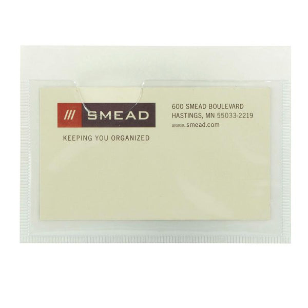 Smead Self-Adhesive Poly Pocket, Business Card Size (4-1/16" W x 3" H), Clear, 68123