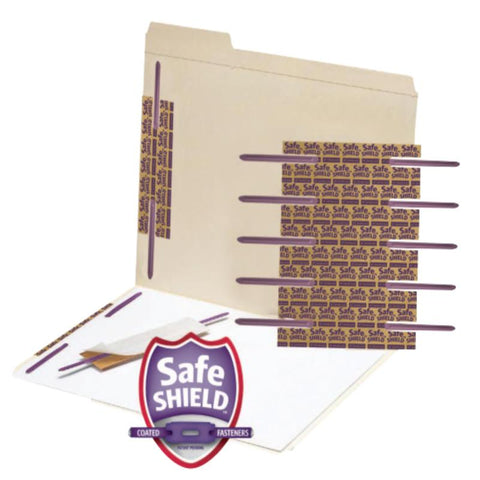 Smead Self-Adhesive Fastener with SafeSHIELD® Coated Fastener Technology, 2" Capacity, Purple, 50 per Box (68216)
