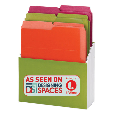 Smead Organized Up® Vertical Stadium® File with Heavyweight Vertical Folders, 3 Pockets, Letter, Peridot/Brights (70222)