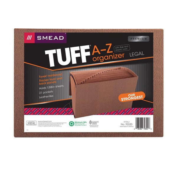 Smead TUFF® Expanding File, Alphabetic (A-Z), 21 Pockets, Flap and Elastic Cord Closure, Legal Size, Redrope-Printed Stock (70320)
