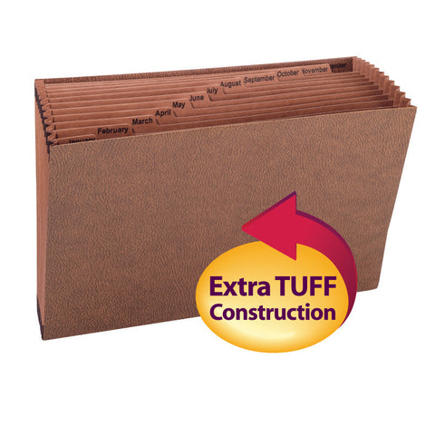 Smead TUFF® Expanding File, Monthly (Jan.-Dec.) 12 Pockets, Legal Size, Redrope-Printed Stock (70490)