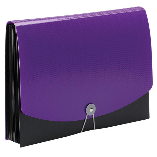 Smead Poly Expanding File, 12 Pockets, Flap and Cord Closure, Letter Size, Purple/Black (70862)
