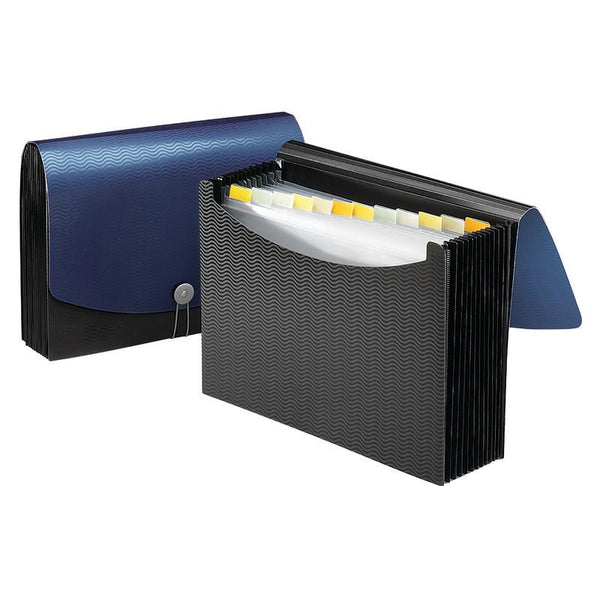 Smead Poly Expanding File, 12 Pockets, Flap and Cord Closure, Letter Size, Blue/Black (70863)