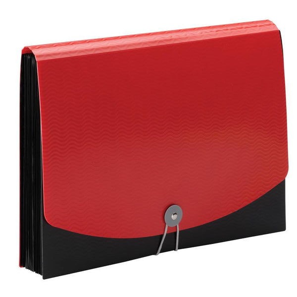 Smead Poly Expanding File, 12 Pockets, Flap and Cord Closure, Letter Size, Red/Black (70866)