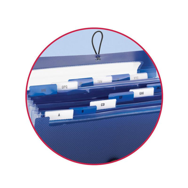 Smead Step Index Poly Organizer, 12 Pockets, Flap and Cord Closure, Letter Size, Navy Blue (70902)