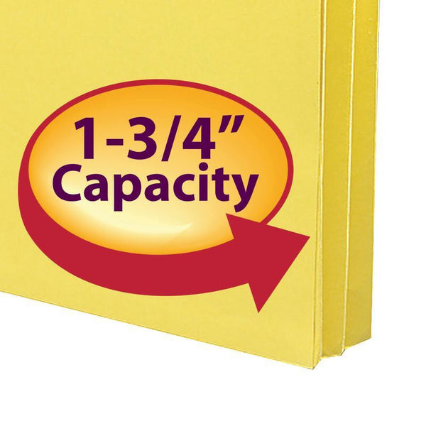Smead File Pocket, Straight-Cut Tab, 1-3/4" Expansion, Letter Size, Yellow, 25 per Box (73223)