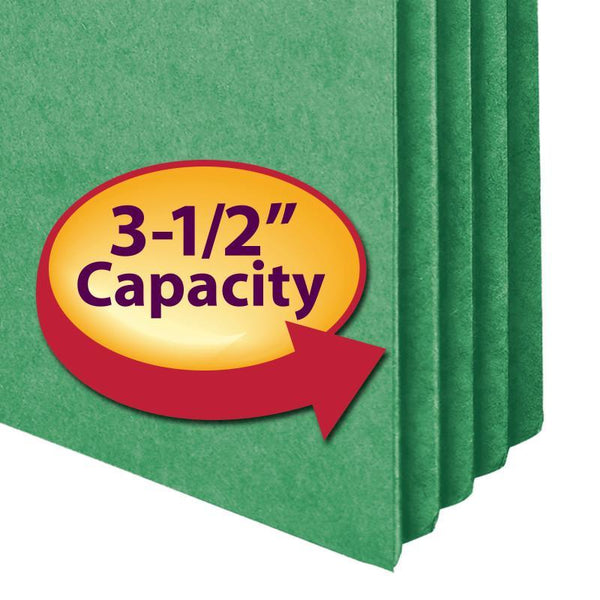 Smead File Pocket, Straight-Cut Tab, 3-1/2" Expansion, Letter Size, Green, 25 per Box (73226)