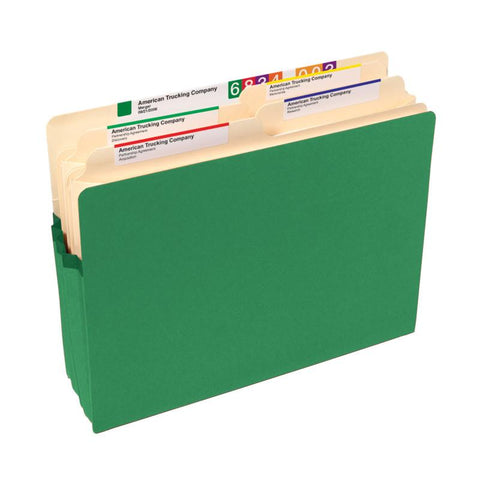 Smead File Pocket, Straight-Cut Tab, 3-1/2" Expansion, Letter Size, Green, 25 per Box (73226)