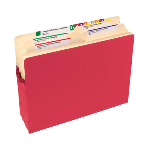 Smead File Pocket, Straight-Cut Tab, 3-1/2" Expansion, Letter Size, Red, 25 per Box (73231)